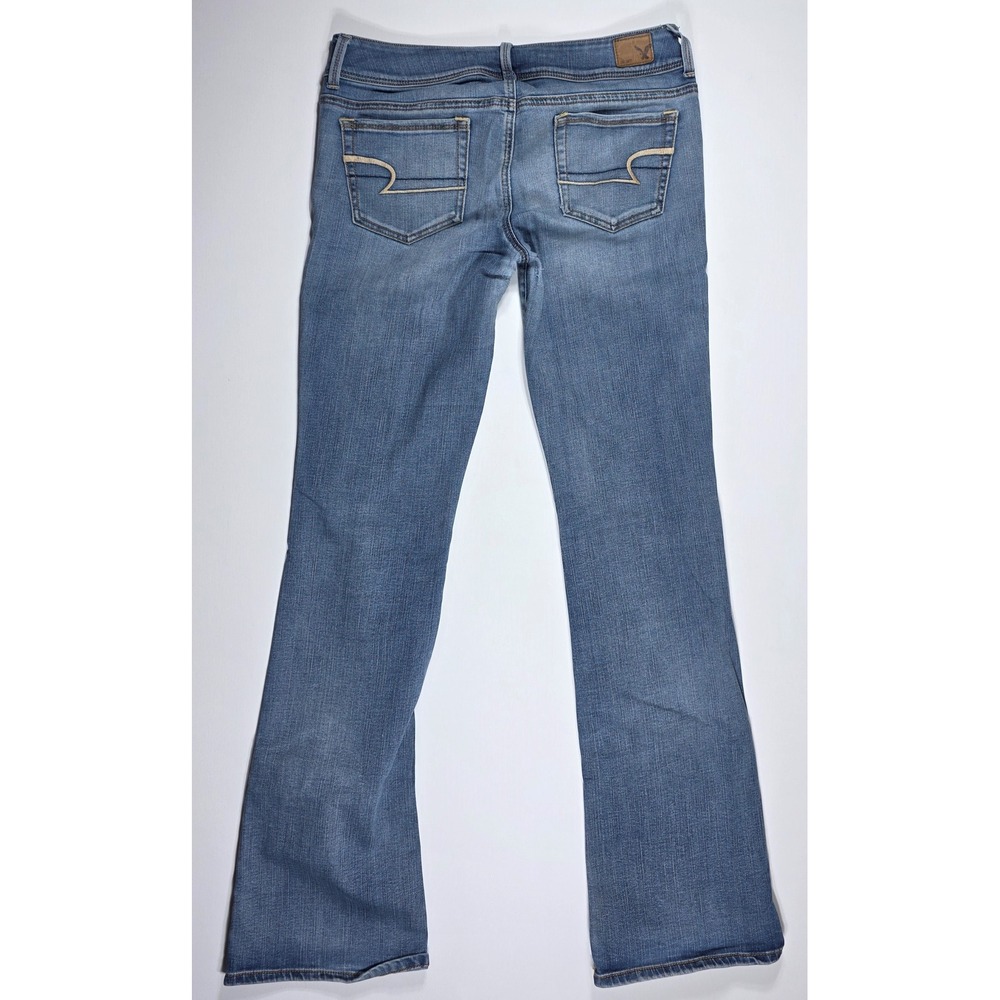 American Eagle Super Stretch Kick Bootcut Jeans Blue Wash Size 8 Long - Picture 2 of 13